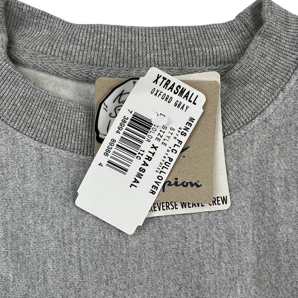 New Champion Men Grey Sweatshirt Crewneck Long Sleeve Pullover Logo US XS - Picture 7 of 10